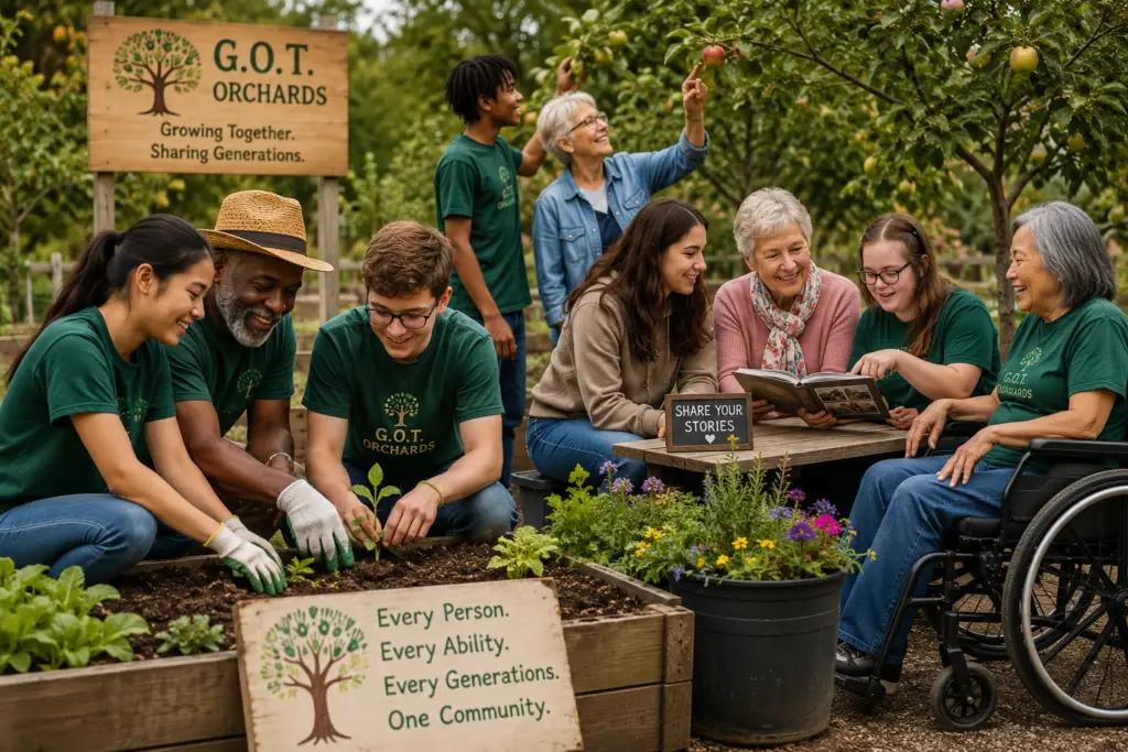Community members planting together